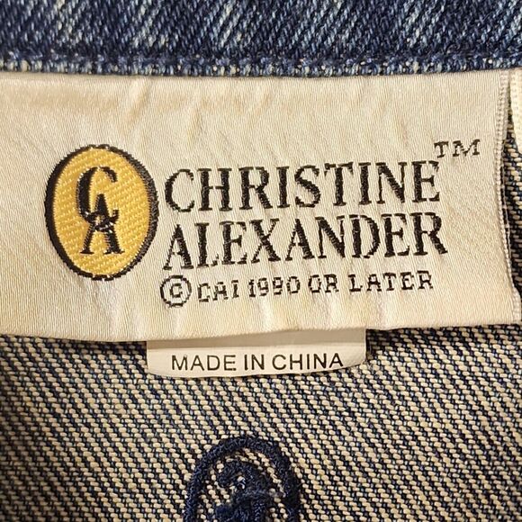 Christine Alexander Denim Jacket Women L Blue Vintage Western Rhinestone Bling - Picture 5 of 16